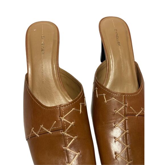 Vintage Danielle Brown Jackie Kennedy Bohemian Leather Square Pilgrim Pumps - Picture 5 of 7